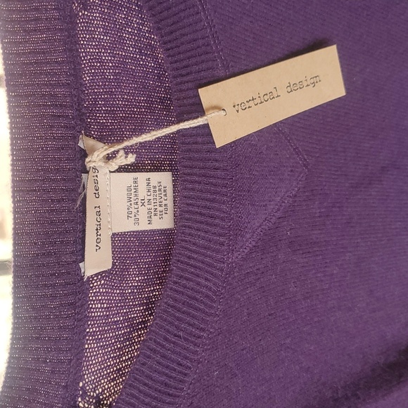 Vertical Designs 100% Wool & Cashmere Purple Women's Sz. XL Sweater - Picture 3 of 11